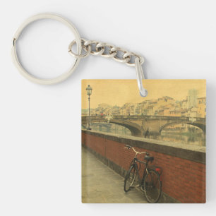 Old bridge in Florence, Italy. Vintage photo Key Ring