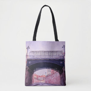 Old bridge, medieval bridgeantique, arch, archite tote bag