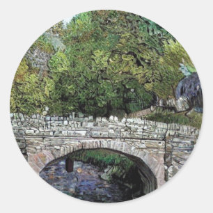 OLD BRIDGE OVER RIVER CLASSIC ROUND STICKER