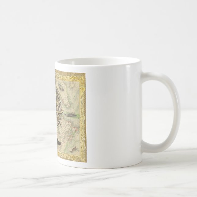 Old British America Explore Polar Bear Compass Map Coffee Mug (Right)