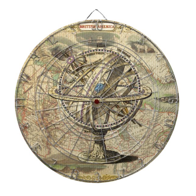 Old British America Explore Polar Bear Compass Map Dartboard (Front)