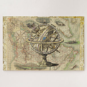 Old British America Explore Polar Bear Compass Map Jigsaw Puzzle