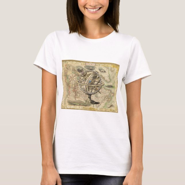 Old British America Explore Polar Bear Compass Map T-Shirt (Front)