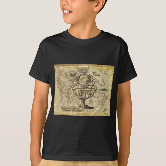 Old British America Explore Polar Bear Compass Map T-Shirt (Front)