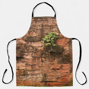 Old broken brick wall apron
