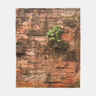 Old broken brick wall fleece blanket