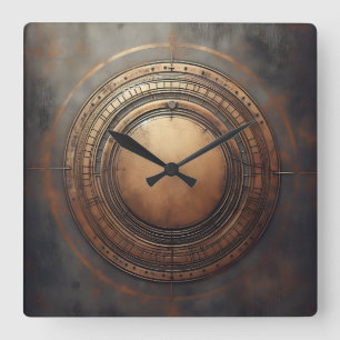 old bronze circle square wall clock