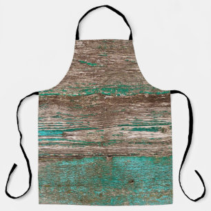 Old brown-blue wooden background with peeling pain apron