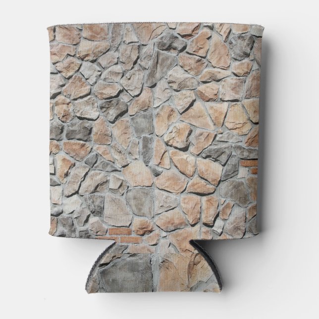 Old Brown Castle Stone Texture Can Cooler (Front)