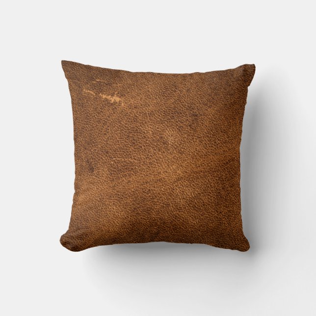 Old brown leather cushion (Front)