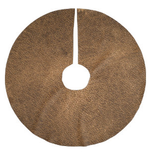 Old Brown Leather: Textured Background Brushed Polyester Tree Skirt