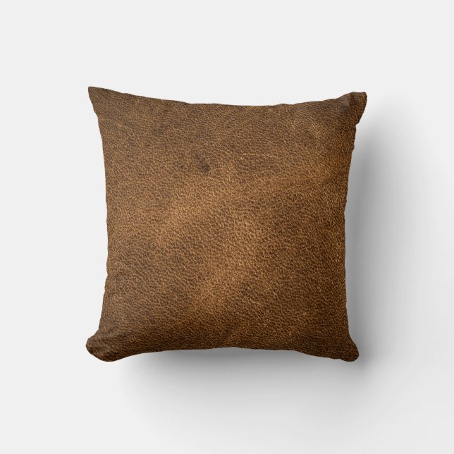 Old Brown Leather: Textured Background Cushion (Front)