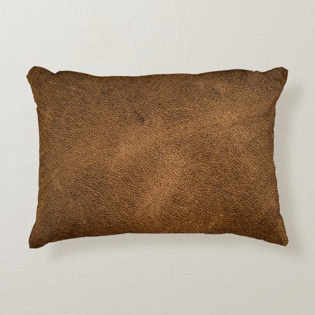 Old Brown Leather: Textured Background Decorative Cushion (Front)