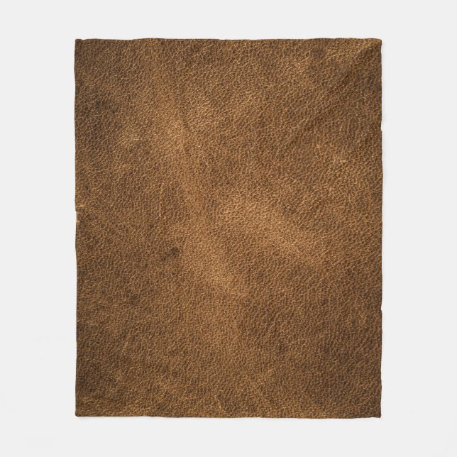 Old Brown Leather: Textured Background Fleece Blanket (Front)