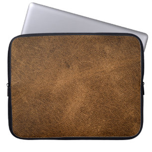 Old Brown Leather: Textured Background Laptop Sleeve