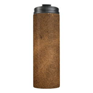 Old Brown Leather: Textured Background Thermal Tumbler