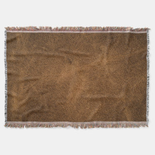 Old Brown Leather: Textured Background Throw Blanket