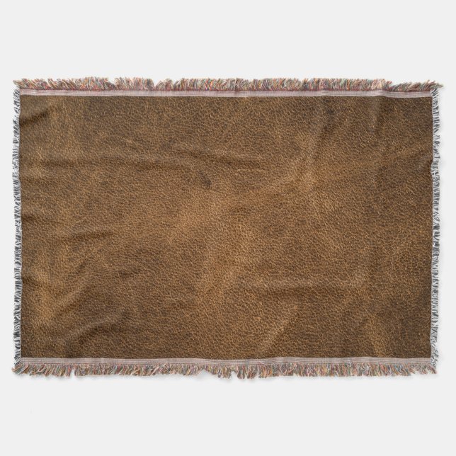 Old Brown Leather: Textured Background Throw Blanket (Front)
