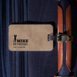 Old Brown Luggage Tag for a Golfer