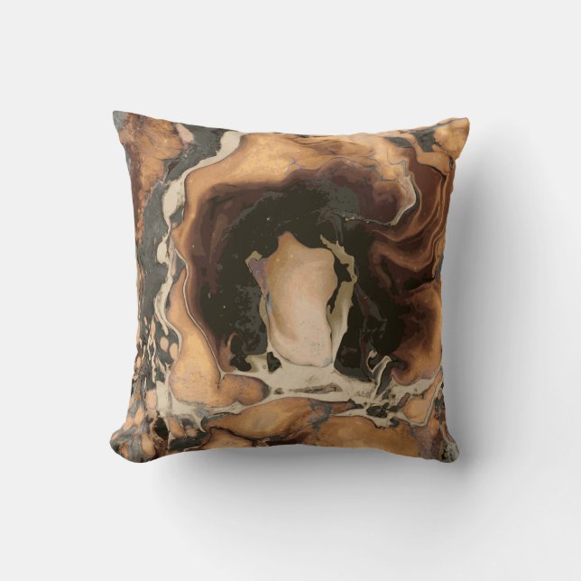 Old Brown Marble texture Liquid paint art Cushion (Front)