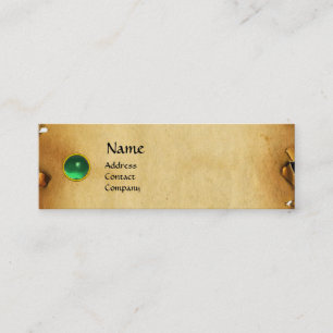OLD BROWN PARCHMENT, GEM STONE, MONOGRAM green Mini Business Card