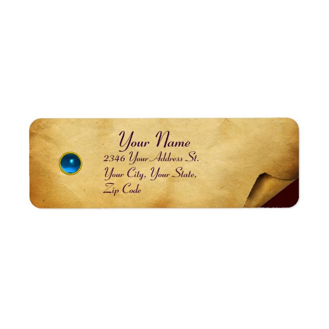OLD BROWN PARCHMENT,GEM STONE RETURN ADDRESS LABEL (Front)