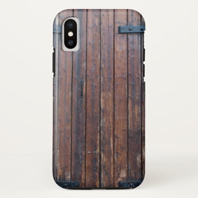 Old Brown Wood Doors With Black Iron Supports Case-Mate iPhone Case (Back)