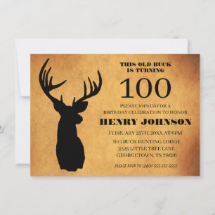 Old Buck 100th Birthday Party Invitation