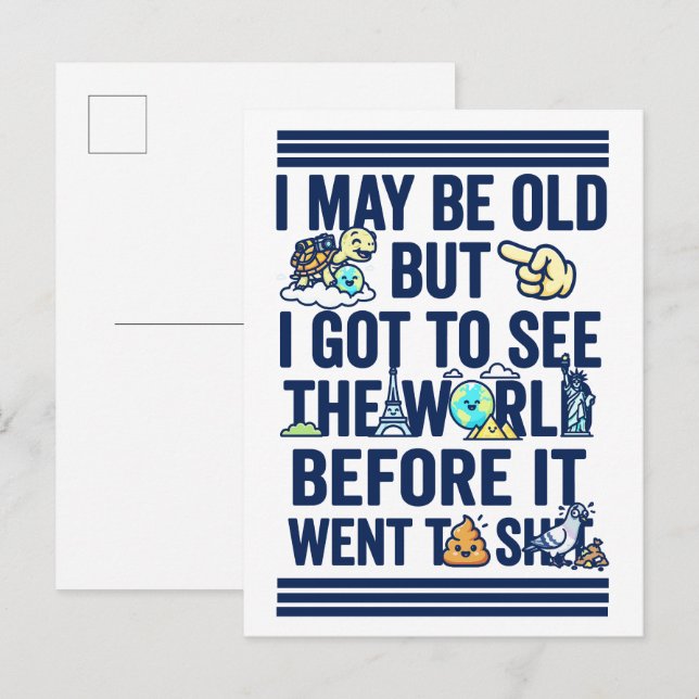 Old But Saw World Before It Went Bad Postcard (Front/Back)