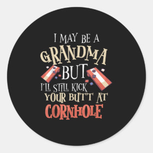 Old But Still Find The Hole Cornhole Fun Classic Round Sticker