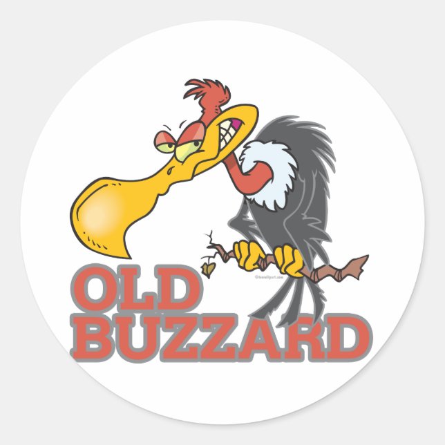 old buzzard funny cartoon character classic round sticker (Front)