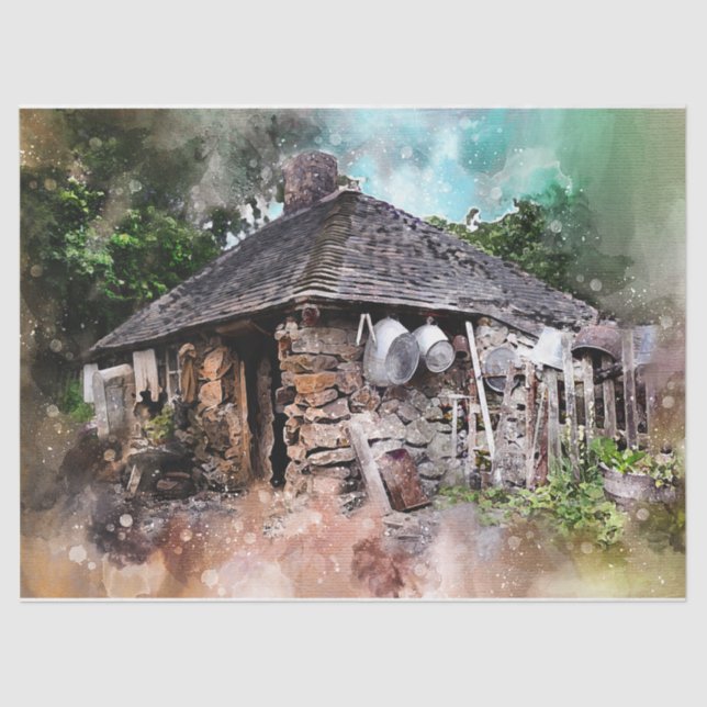 Old Cabin Decoupage Tissue Paper (Front)