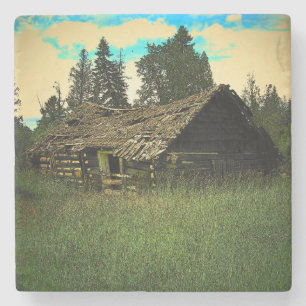 Old Cabin in the Woods Stone Coaster