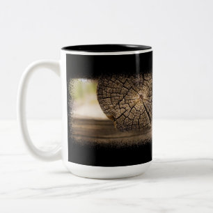 Old Cabin Wood Textures 1 on Black Two-Tone Coffee Mug