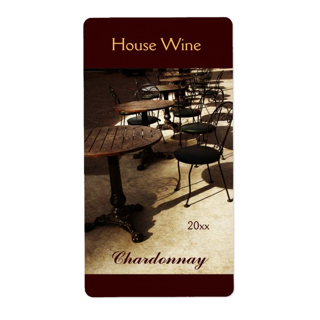 Old cafe house wine bottle label (Front)