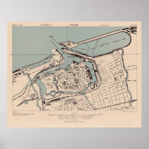 Old Calais France Map (1943)  Poster