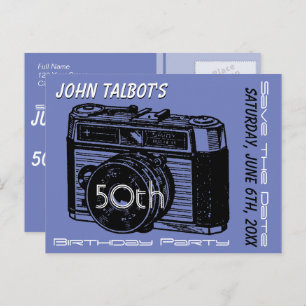 Old Camera 50th birthday Party Save the Date 2 Announcement Postcard