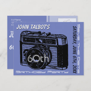 Old Camera 60th birthday Party Save the Date 2 Announcement Postcard