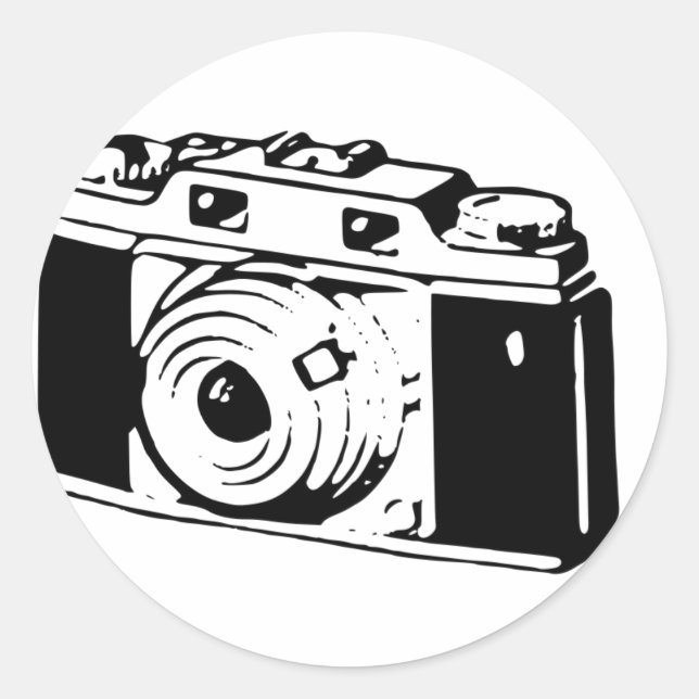 Old Camera Classic Round Sticker (Front)