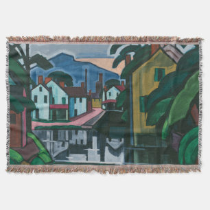 “Old Canal Port” art throw blanket