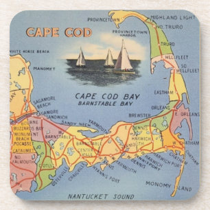Old Cape Cod Massachusetts Map Coaster