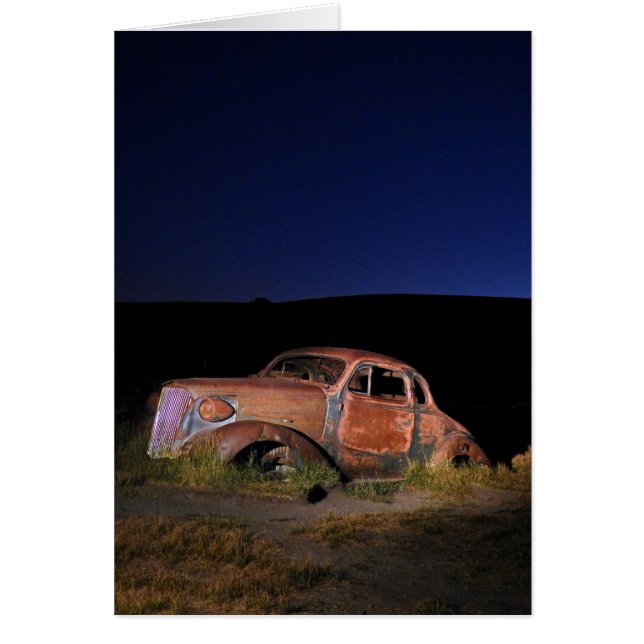 Old Car at Night, Bodie Ghost Town, Blank Inside (Front)