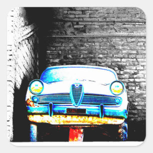Old car square sticker