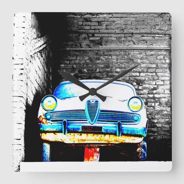 Old car square wall clock (Front)