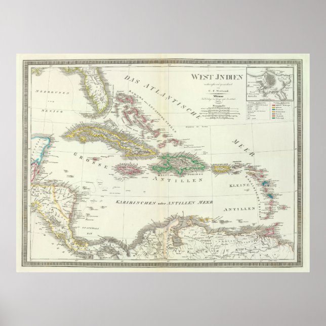 Old Caribbean Map (1855)  Poster (Front)