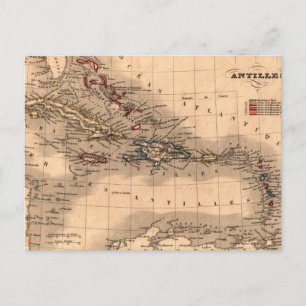 Old Caribbean Map Dive Shirt Postcard