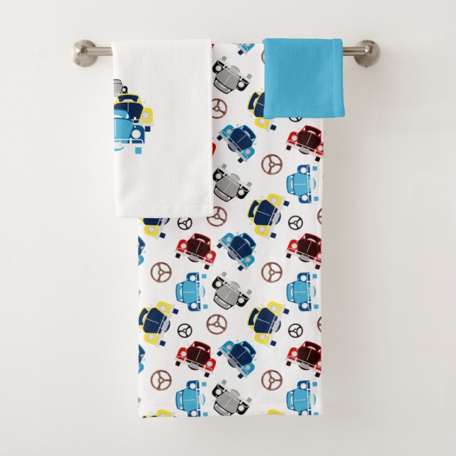Old Cars Bath Towel Set (Insitu)
