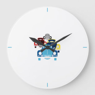 Old Cars Large Clock