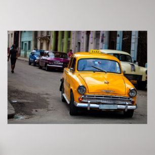 Old cars on the Havana streets Poster