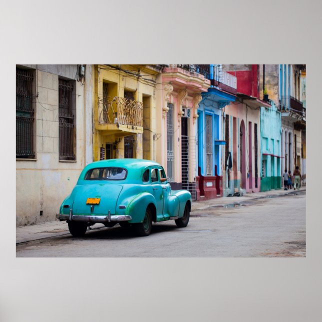 Old cars on the Havana streets Poster (Front)